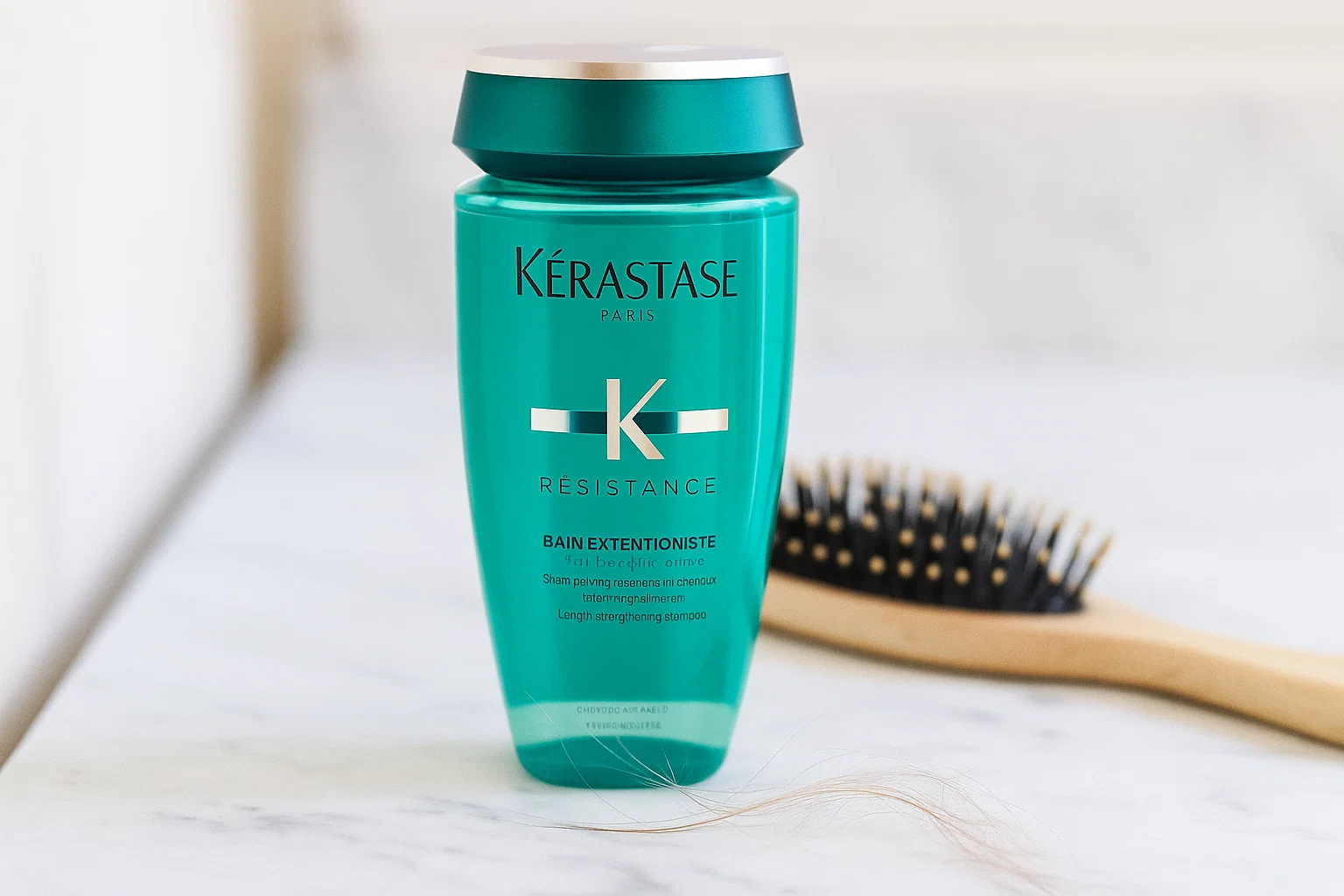 Is Kerastase Shampoo Good for Thinning Hair? Full Review 1 Kérastase shampoo for thinning hair on marble vanity