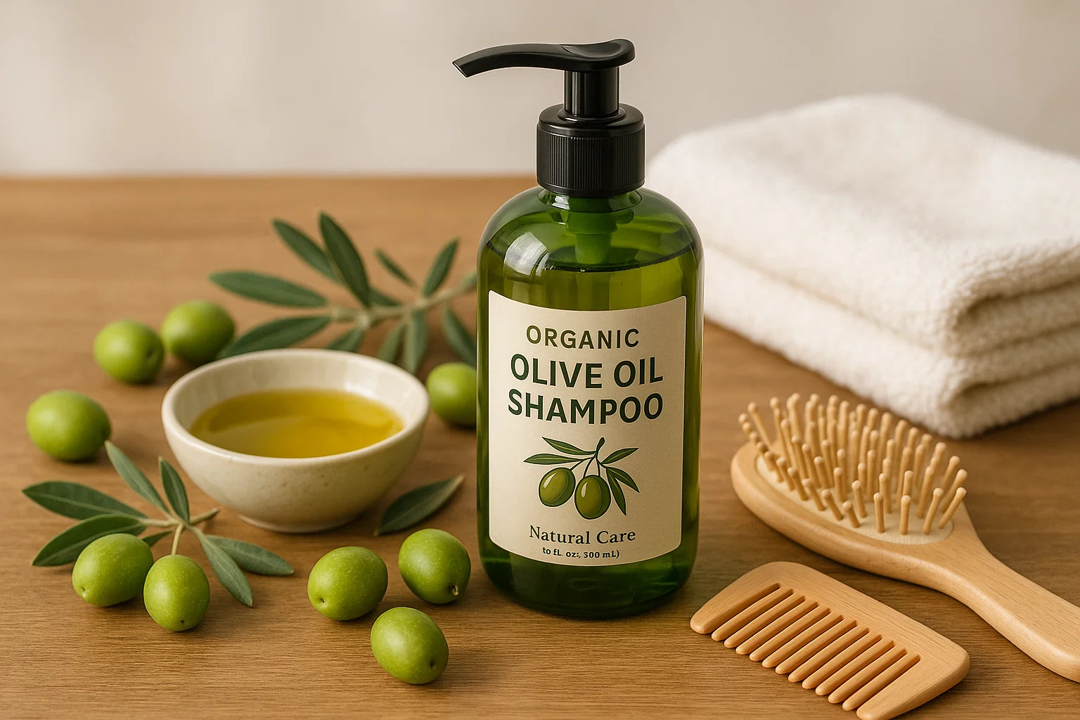 Organic olive oil shampoo for promoting natural hair growth and scalp nourishment