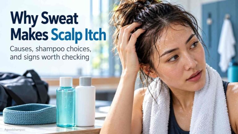 Person touching itchy scalp after sweating during exercise