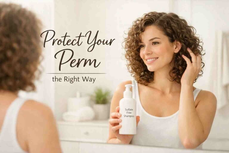 Is Sulfate Free Shampoo Good for Permed Hair? Honest Truth 1 woman with permed hair using sulfate free shampoo for curls
