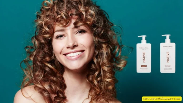 Native shampoo bottle with healthy natural hair concept