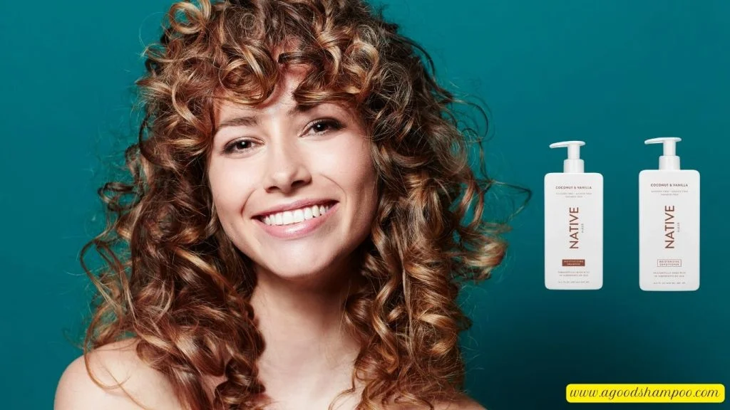 Native shampoo bottle with healthy natural hair concept