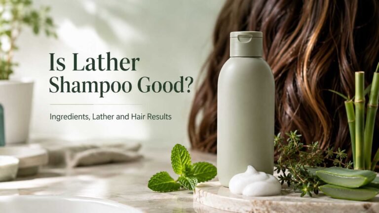 Lather shampoo review showing gentle shampoo foam and botanical hair care ingredients