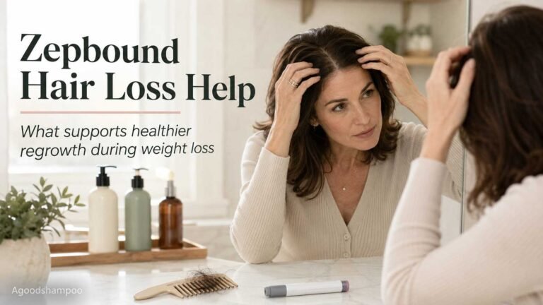 Woman managing hair shedding while using Zepbound for weight loss