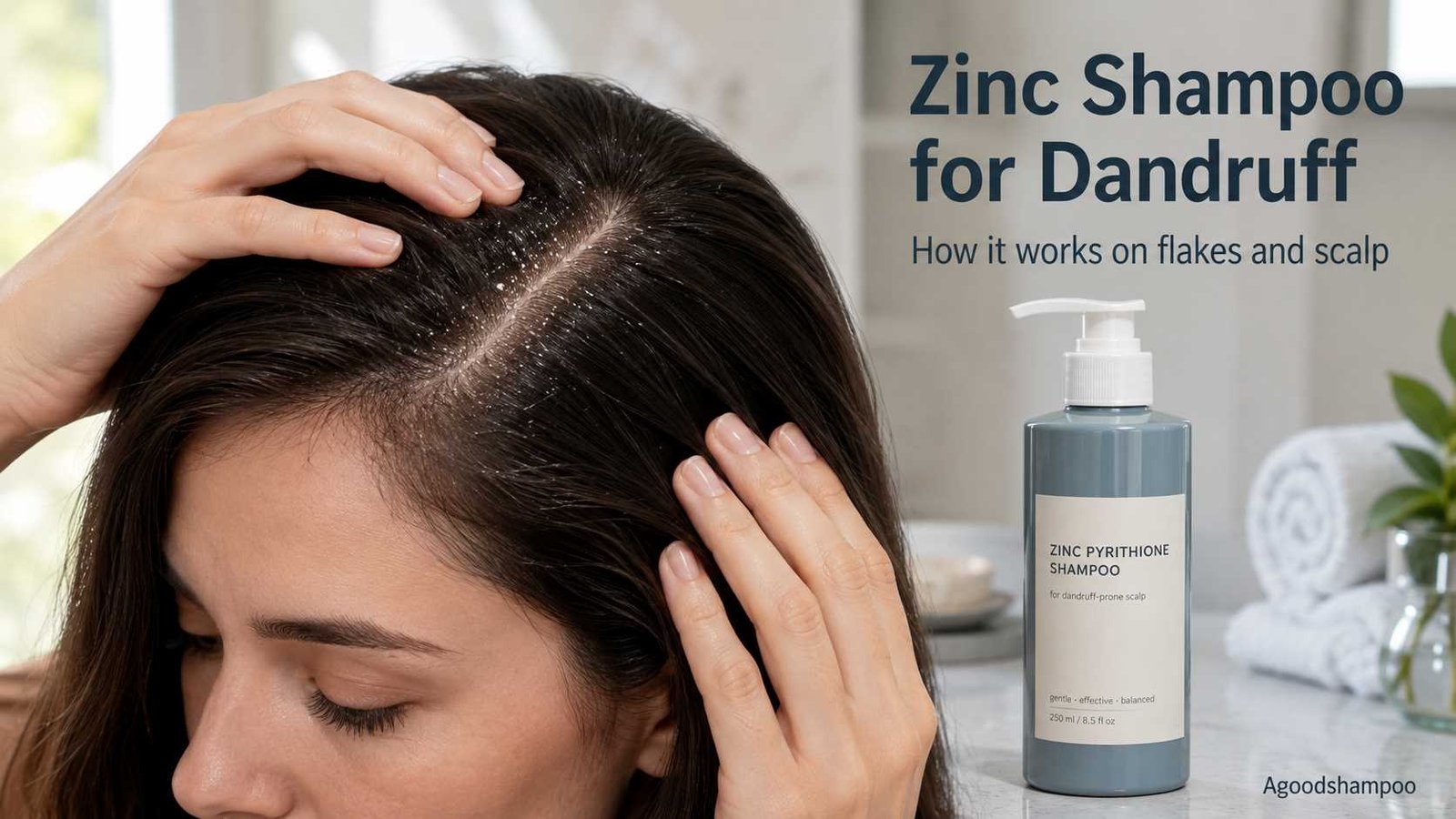 Scalp and anti-dandruff shampoo illustrating zinc pyrithione dandruff care