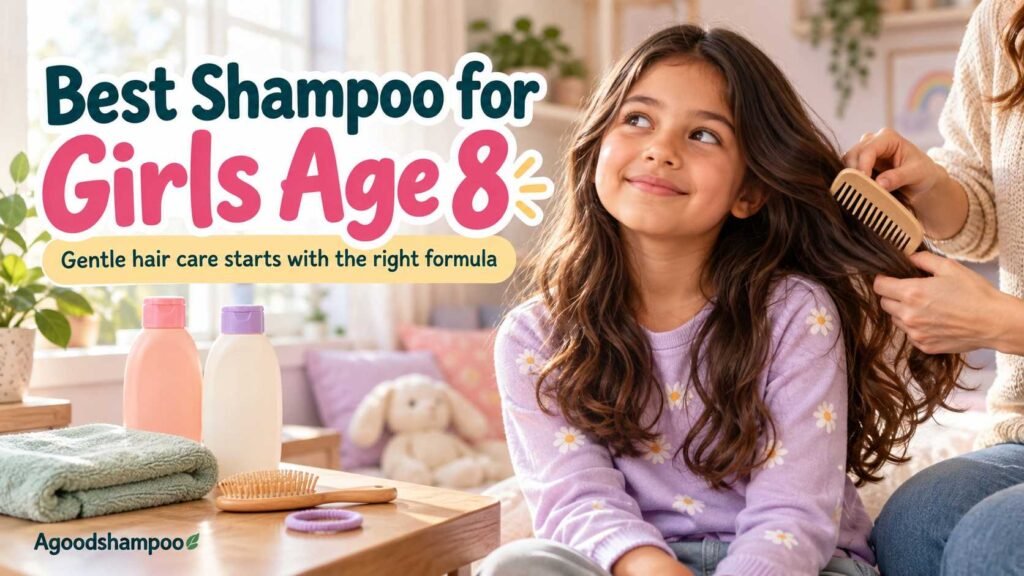 Young girl having her wavy hair gently combed by caregiver