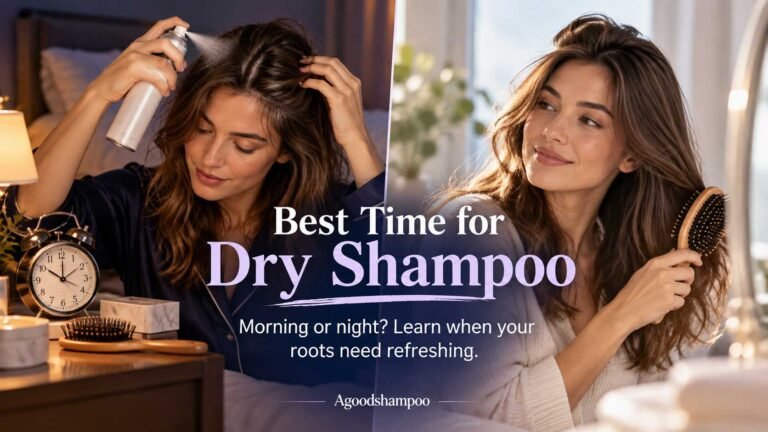 Evening and morning routines illustrating when to apply dry shampoo
